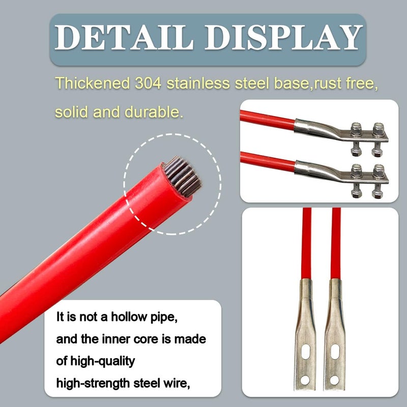 FUYEAR Snow Plow Blade Markers Guides Kit Red 27" Internal All Steel Wire Never Breaks 304L Stainless Steel Joint High Visibility Easy Installation for Blizzard Boss SNO-Way Western Snowplows - Image 2